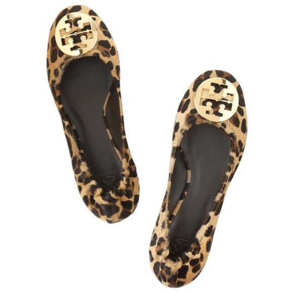 Tory Burch Reva ballet flats leopard pony hair calf animal print elastic size 8 - Picture 2 of 16